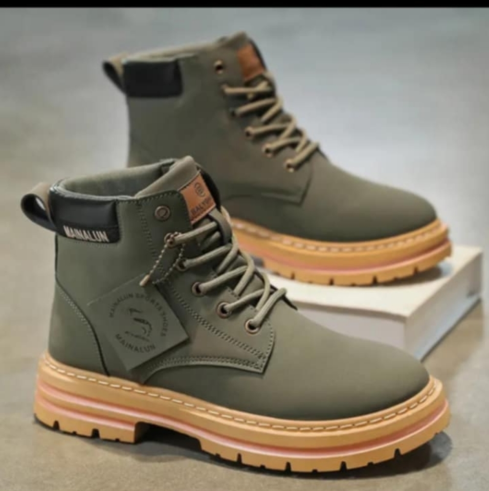 Olive Green Faux Leather Boots 39